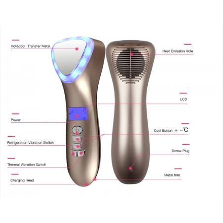 Hot Cold Facial Skin Care Device LED Photon Therapy Face Massager