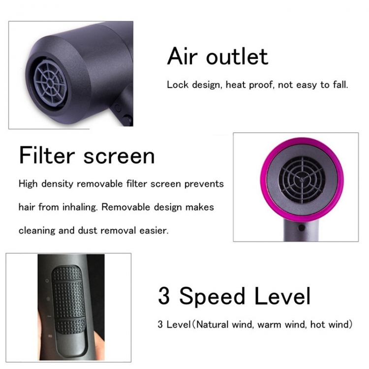 1400W Ionic Hair Dryer Constant Temperature Hammer Negative Professional Hairdryers Hair Care Hair Dryers with Diffuser